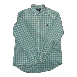 Boy's Ralph‎ Lauren Teal and White Plaid Shirt Size XL (18/20)